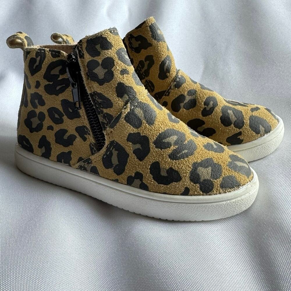 Boutique Girls Leopard Print Ankle Boots Size 18–24M Leather Neutral NEW